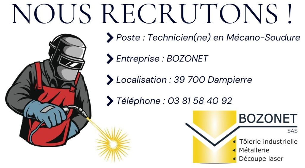 Visuel Résumé Offre Emploi BOZONET Mécano-Soudure 20-09-2023